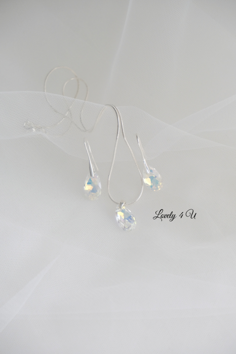 Set SWAROVSKI cristale picătura -cercei și lănțișor [2]