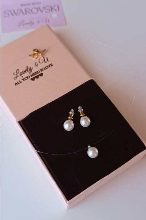 SET CERCEI SI COLIER MIREASA, SET MIREASA, COLIER SWAROVSKI, COLIER fir transparent mireasa cu perla, Choker, Colier transparent Swarovski, Bijuterii mireasa, Cercei mici cu perle Swarovski, CERCEI, set bijuterii mireasa, set accesorii mireasa, set cu perle elegant, set swarovski, colier la baza gatului, lantisor transparent, cercei minimalisti cu perle [4]