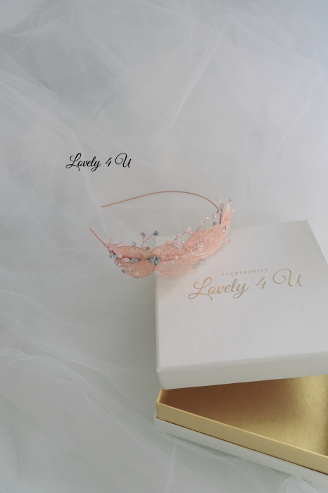 Coroniță stil grecesc, coroniță cu frunze, tiara mireasa, tiara cu frunze, frunze rose gold, bijuterii mireasa cu frunze, accesorii Lovely 4 U, tiara mireasa, coroniță asimetrica, tiara asimetrica [6]