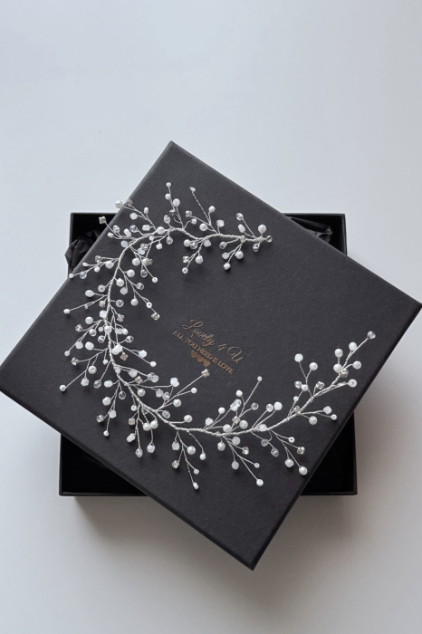 TANITA - BENTITA MIREASA HANDMADE - accesoriu elegant eveniment cu  perle, cristale și fir metalic inoxidabil placat cu argint925 [3]