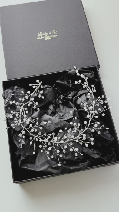 TANITA - BENTITA MIREASA HANDMADE - accesoriu elegant eveniment cu  perle, cristale și fir metalic inoxidabil placat cu argint925 [5]