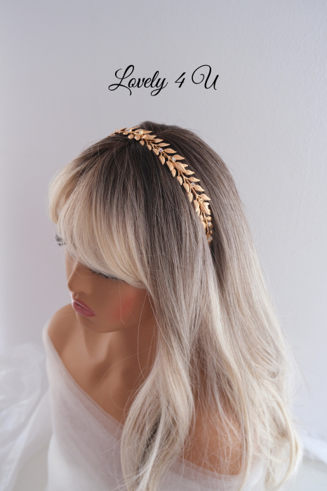 Tiara cu frunze, Accesorii cu frunze aurii, Diadema mireasa, Swarovski, Accesorii Lovely 4 U, Bijuterii frunse aurii, Frunze auzii, Accesorii mireasa, Accesorii de par mireasa, Agrafe cu frunze, TIARA, cristale swarovski, coronita mireasa aurie, coronita cu frunze, frunze aurii, accesorii lovely 4 u [12]