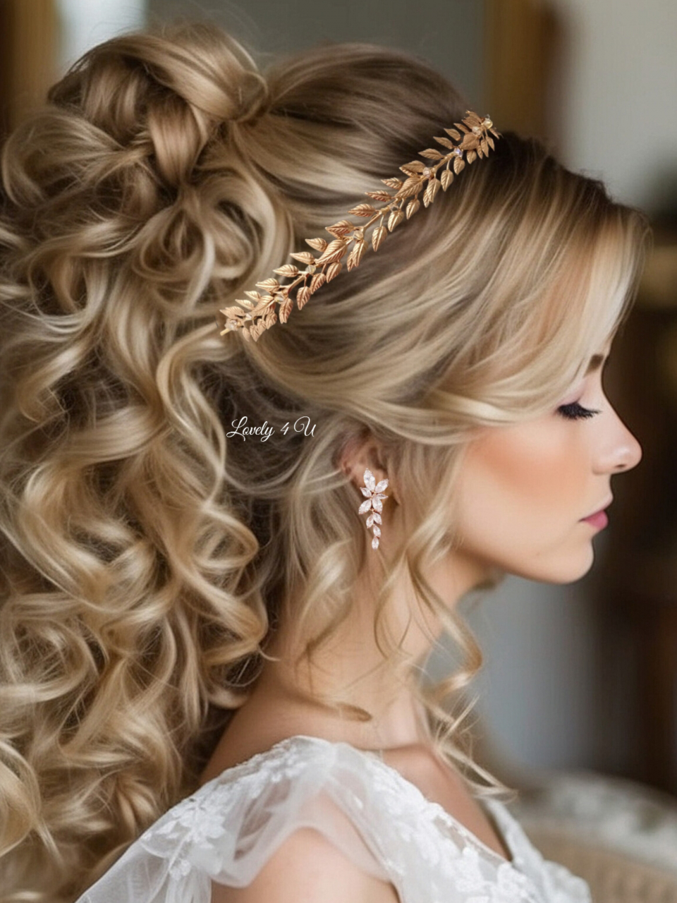 Tiara cu frunze, Accesorii cu frunze aurii, Diadema mireasa, Swarovski, Accesorii Lovely 4 U, Bijuterii frunse aurii, Frunze auzii, Accesorii mireasa, Accesorii de par mireasa, Agrafe cu frunze, TIARA, cristale swarovski, coronita mireasa aurie, coronita cu frunze, frunze aurii, accesorii lovely 4 u [4]
