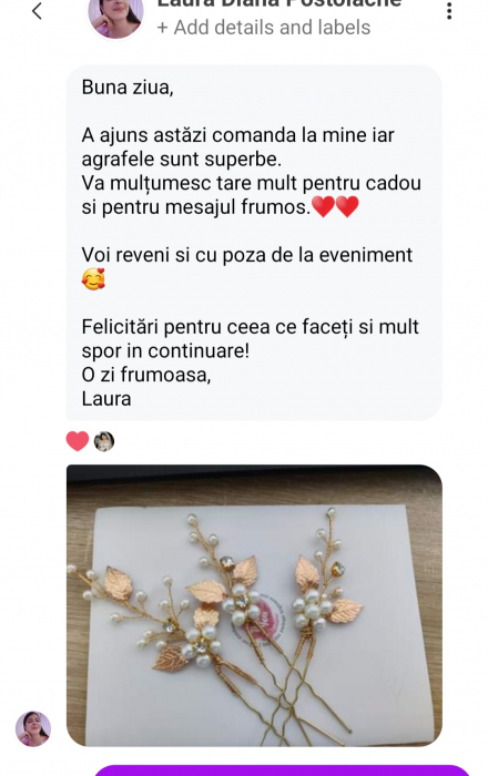 Accesorii par handmade TIMEA - SET AGRAFE argintii, cu perle, frunze, placare argint - set agrafe pentru eveniment  realizate manual in Roamnaia [6]