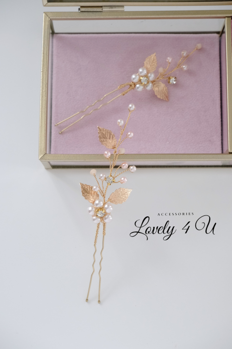 TIMEA - SET AGRAFE CU PERLE ROZ [10]