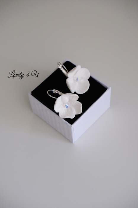 VANIA - cercei cu flori și cristale Swarovski, cercei argint, cercei swarovki cu flori, cercei mireasa cu flori si cristale swarovski, cercei realizati manual in Romania [9]