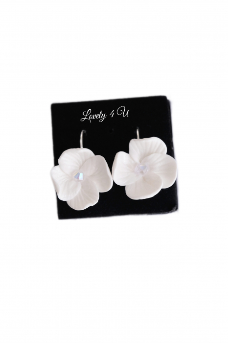 VANIA - cercei cu flori și cristale Swarovski, cercei argint, cercei swarovki cu flori, cercei mireasa cu flori si cristale swarovski, cercei realizati manual in Romania [5]