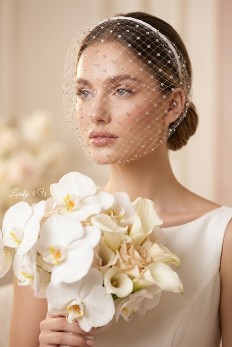 Voaletă Mireasă ÉTOILE CRYSTAL Handmade – Voaletă Couture cu Cristale și Eleganță Luxury | LOVELY 4 U [7]