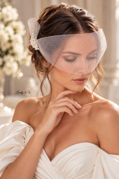 Voaletă Mireasă IVY cu Perle – Voaletă Birdcage Handmade LOVELY 4 U [2]