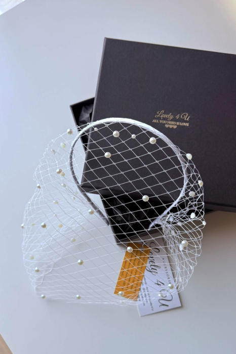 Voaletă Mireasă PERLA – Voaletă Handmade cu Perle, Fixare Tip Bentiță | LOVELY 4 U [5]