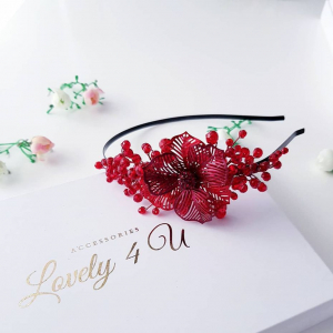 CORDELUTA ROȘIE, BENTIȚĂ CU CRISTALE ROȘII, BIJUTERII PAR CU FLORI, ACCESORII LOVELY 4 U, CADOU HANDMADE PENTRU FEMEI, CADOURI PENTRU FEMEI, ACCESORII,  CODELUTE PENTRU FETIȚE, ACCESORII HANDMADE IN ROMANIA, ACCESORIU UNICAT [7]