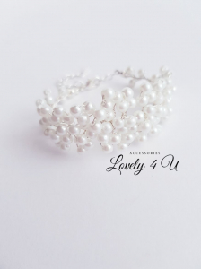 BRATARA MIREASA, ACCESORII LOVELY 4 U, BRATARA CU PERLE ALBE, BRATARA ARGINT, PERLE ALBE, BRATARA ELEGANTA, [2]