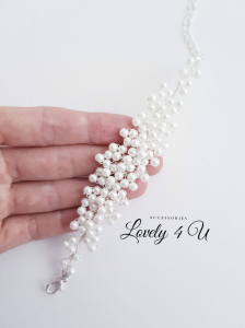 BRATARA MIREASA, ACCESORII LOVELY 4 U, BRATARA CU PERLE ALBE, BRATARA ARGINT, PERLE ALBE, BRATARA ELEGANTA, [5]