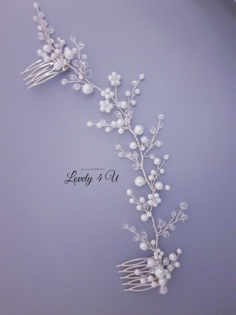 set bijuterii mireasa, set diadema si cercei mireasa, set diadema cercei si bratara cu perle, cercei mireasa cu perle, set accesorii nunta, set bijuterii nunta, bratara mireasa cu perle albe, set argintiu mireasa cu perle , cercei lungi mireasa, bratara mireasa [1]