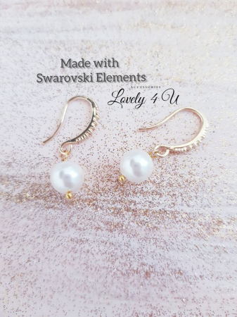 SWAROVSKI - Cercei aurii cu perle SWAROVSKI