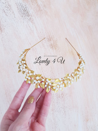 CORONITA STIL GRECESC, ACCESORII STIL GRECESC, BIJUTERII STIL GRECESC, CORONITA CU FRUNZE, TIARA CU FRUNZE, FRUNZE AURII, ACCESORII FRUNZE AURI, TIARA FRUNZE AURI, ACCESORII LOVELY 4 U,TIARA, CORONITA [6]