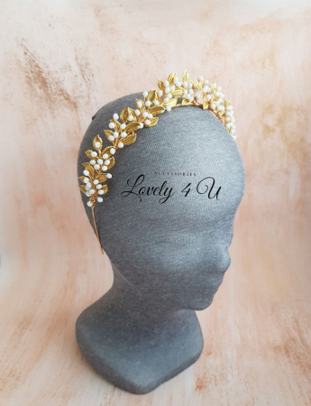 CORONITA STIL GRECESC, ACCESORII STIL GRECESC, BIJUTERII STIL GRECESC, CORONITA CU FRUNZE, TIARA CU FRUNZE, FRUNZE AURII, ACCESORII FRUNZE AURI, TIARA FRUNZE AURI, ACCESORII LOVELY 4 U,TIARA, CORONITA [7]