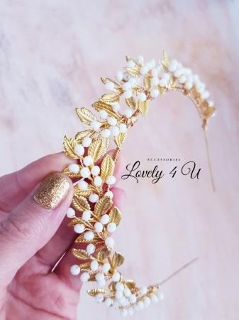 CORONITA STIL GRECESC, ACCESORII STIL GRECESC, BIJUTERII STIL GRECESC, CORONITA CU FRUNZE, TIARA CU FRUNZE, FRUNZE AURII, ACCESORII FRUNZE AURI, TIARA FRUNZE AURI, ACCESORII LOVELY 4 U,TIARA, CORONITA [5]