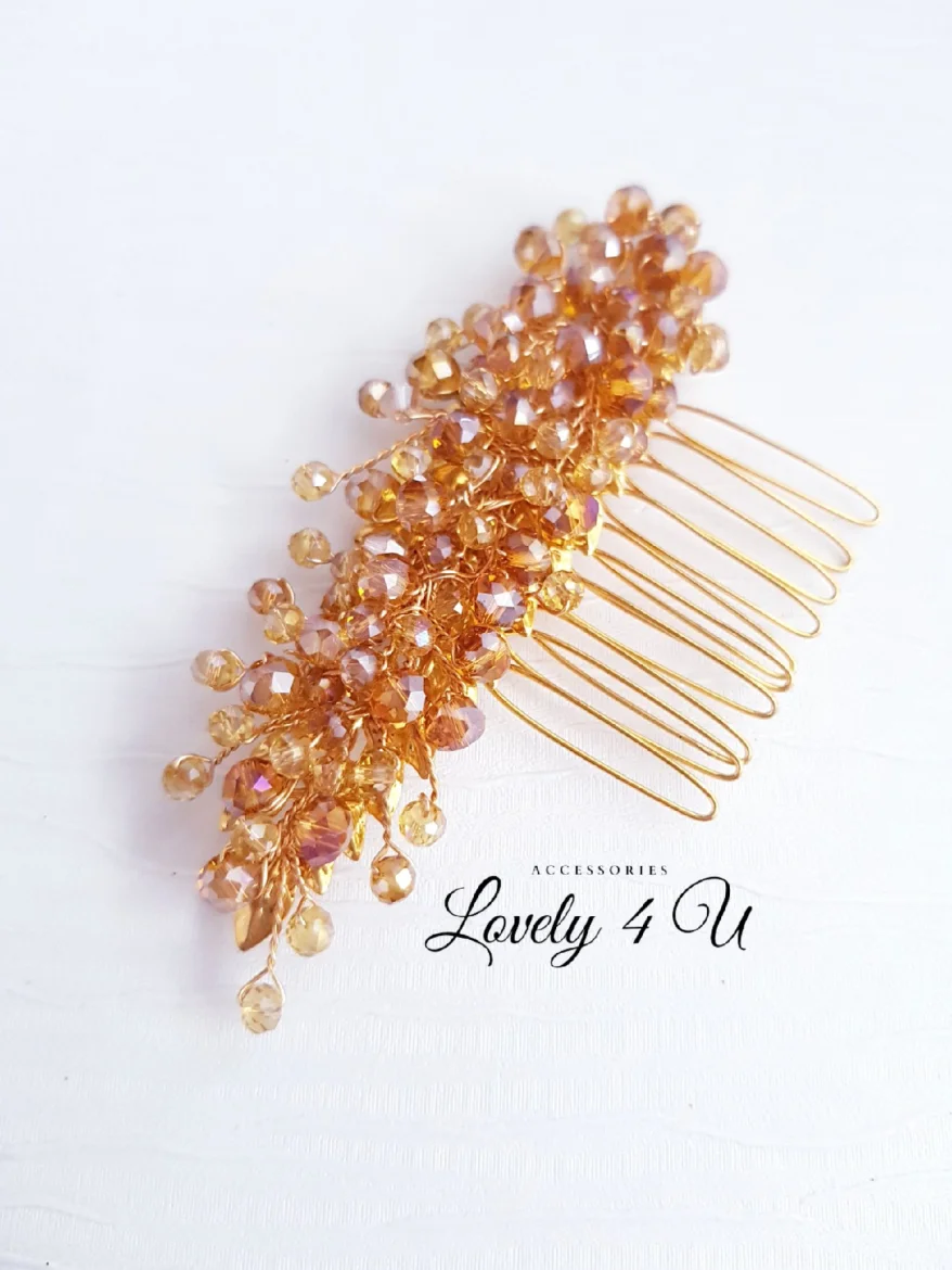 accesoriu de par bohemian, accesoriu de par,agrafa par mireasa, diadema aurie, diadema mireasa, nunta boho, pieptene de par mireasa, stil boho, Accesorii LOVELY 4 U, Accesorii aurii, FRUNZE AURII,GOLD [12]