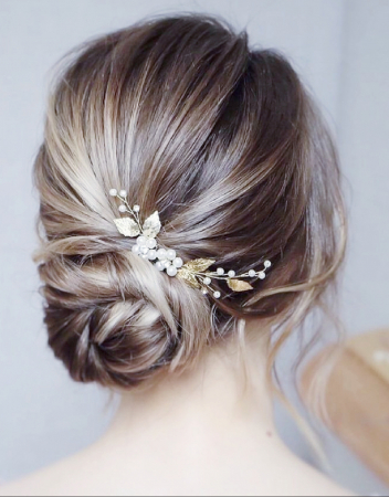 ACCESORIU DE PAR CU PERLE, accesoriu mireasa, diadema aurie, diadema mireasa, diadema nunta, FRUNZE AURII, nunta, pieptene mireasa, Accesorii LOVELY 4 U, Agrafe coc mireasa, Accesorii coc mireasa, AUR [3]