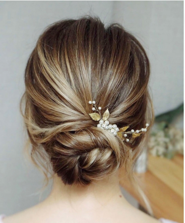 ACCESORIU DE PAR CU PERLE, accesoriu mireasa, diadema aurie, diadema mireasa, diadema nunta, FRUNZE AURII, nunta, pieptene mireasa, Accesorii LOVELY 4 U, Agrafe coc mireasa, Accesorii coc mireasa, AUR [8]