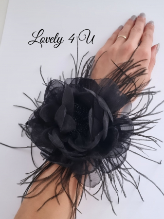 Accesorii LOVELY 4 U, Brosa floare textila, Brosa floare handmade, Brosa floare neagra, Floare textila mare, ,accesorii camasa, accesorii dama, accesorii elegante, accesorii fashion, accesorii perle, accesoriu de pus la gat, accesoriu elegant, accesoriu fashion. [4]