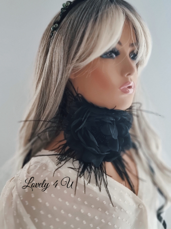 Accesorii LOVELY 4 U, Brosa floare textila, Brosa floare handmade, Brosa floare neagra, Floare textila mare, ,accesorii camasa, accesorii dama, accesorii elegante, accesorii fashion, accesorii perle, accesoriu de pus la gat, accesoriu elegant, accesoriu fashion. [5]