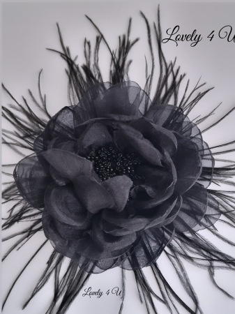 Accesorii LOVELY 4 U, Brosa floare textila, Brosa floare handmade, Brosa floare neagra, Floare textila mare, ,accesorii camasa, accesorii dama, accesorii elegante, accesorii fashion, accesorii perle, accesoriu de pus la gat, accesoriu elegant, accesoriu fashion. [7]