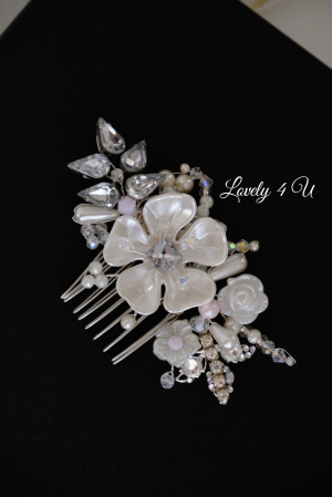 Accesorii Lovely 4 U, pieten mic mireasa, Accesoriu cu pieptan voal mireasa , Diadema MIREASA, piepten cu flori, Diadema cu flori, Pieptan MIREASA cu flori, DIADEMA MIREASA cu flori, BIJUTERII par MIREASA, ACCESORII PENTRU PAR MIREASA [5]