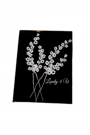 Agrafe coc,agrafe cu perle mireasa, Agrafe mireasa, Accesorii de par mireasa, Accesorii floarea miresei, Floarea miresei, [3]