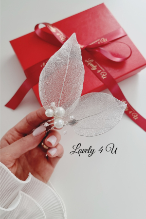 Accesorii Lovely 4 u, Bijuterii păr mireasă, Diadema mireasa, Accesorii coc, Accesorii nuntă, Accesorii cu frunze, Agrafă cu perle, Ornamente păr mireasă, Agrafe coc mireasa, agrafă par mireasa, agrafă cu frunze , Cristale Swarovski, Perle albe, Accesorii argint, Accesorii Swarovski, Diadema mireasa cu frunze [4]