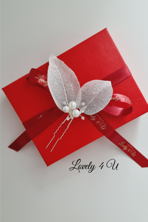 Accesorii Lovely 4 u, Bijuterii păr mireasă, Diadema mireasa, Accesorii coc, Accesorii nuntă, Accesorii cu frunze, Agrafă cu perle, Ornamente păr mireasă, Agrafe coc mireasa, agrafă par mireasa, agrafă cu frunze , Cristale Swarovski, Perle albe, Accesorii argint, Accesorii Swarovski, Diadema mireasa cu frunze [5]