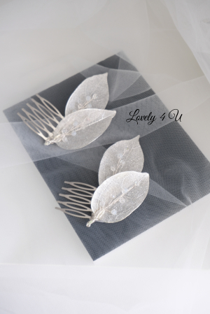 Diadema Mireasă Swarovski ALEXIA – Accesoriu Boem cu Cristale și Frunzulițe Argintate,PIEPTAM MIREASA, ACCESORIU BOEM MIREASA,  ACCESORII LOVELY 4 U, PIEPTAN VOAL MIREASA, PIEPTAN CU CRISTALE SWAROVSKI,  DIADEMA CU SWAROVSKI,  DIADEMA MIREASA, [18]