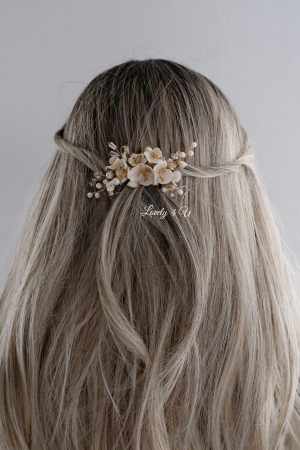 Diadema cu flori, AGRAFĂ PĂR MIREASĂ, PIEPTĂN MIREASA, Pieptene decorativ , AGRAFE PAR MIREASA, AGRAFE CU FLORI MIREASA, PIN COC MIREASA, [17]