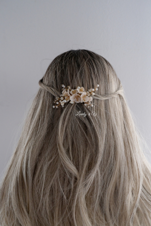 Diadema cu flori, AGRAFĂ PĂR MIREASĂ, PIEPTĂN MIREASA, Pieptene decorativ , AGRAFE PAR MIREASA, AGRAFE CU FLORI MIREASA, PIN COC MIREASA, [21]