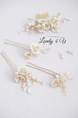 AGRAFE PAR MIREASA, AGRAFE CU FLORI MIREASA, PIN COC MIREASA, AGRAFE MIREASA, ACCESORII CU FLORI MIREASĂ, SET AGRAFE MIREASA, [12]