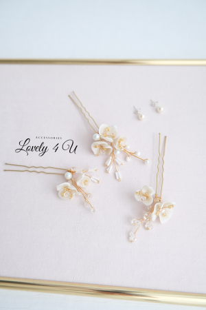AGRAFE PAR MIREASA, AGRAFE CU FLORI MIREASA, PIN COC MIREASA, AGRAFE MIREASA, ACCESORII CU FLORI MIREASĂ, SET AGRAFE MIREASA, [13]