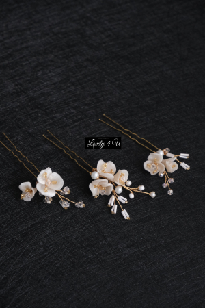 AGRAFE PAR MIREASA, AGRAFE CU FLORI MIREASA, PIN COC MIREASA, AGRAFE MIREASA, ACCESORII CU FLORI MIREASĂ, SET AGRAFE MIREASA, [11]