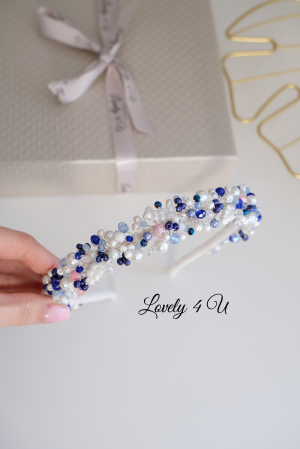 ACCESORII CU PERLE  ALBASTRE, BIJUTERII CU PERLE, PERLE ALBE, DIADEMA ALBASTRA, ACCESORII LOVELY 4 U, BIJUTERII CRISTALE ALBASTRE [7]