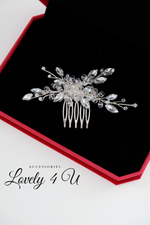 Accesorii Lovely 4 U, diadema mireasa cu cristale, Diadema mireasa, Diademe, pieptan mic, pieptan voal mireasa [1]