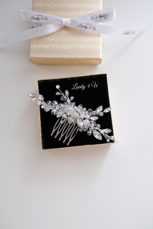 Accesorii Lovely 4 U, diadema mireasa cu cristale, Diadema mireasa, Diademe, pieptan mic, pieptan voal mireasa [8]