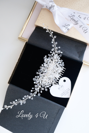DIADEMA MIREASA, ACCESORII PAR MIREASA, DIADEME MIRESE, CORONITA MIREASA, BIJUTERII MIREASA 2023, PIEPTAN MIREASA CU CRISTALE, PIEPTAN VOAL MIREASA, AGRAFA PAR MIREASA, ACCESORII CU PIETRE, LOVELY 4 U [8]