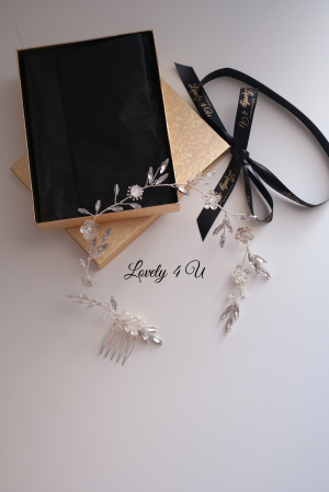 PIEPTAN MIREASA, DIADEMA MIREASA, ACCESORIU PAR MIREASA, ACCESORII DE PAR MIRESE, ACCESORII NUNTA, ACCESORII CU PERLE, DIADEMA CU PERLE, PIEPTAN VOAL MIREASA, BIJUTERII PAR MIREASA, CORONITA, TIARA [4]