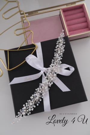 BERTHA - Accesoriu elegant cu perle albe și cristale [6]