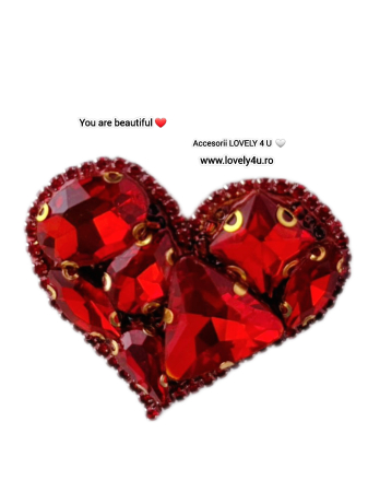 Broșă handmade Inimă Roșie – Bijuterie unicat Lovely 4 U cu cristale și pietre, realizată manual în România [2]