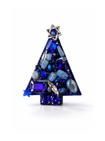 BROSE - CADOURI - BIJUTERII - Broșă handmade Brad de Crăciun albastru – Bijuterie unicat Lovely 4 U cu pietre semiprețioase Acvamarin și Lapis Lazuli, realizată manual în România