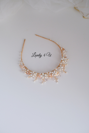 TIARA MIREASA, TIARA AURIE, TIARA CU FRUNZE, TIARA FRUNZE AURII, ACCESORII CU PERLE, ACCESORII MIREASA, CORONITA MIREASA, DIADEMA MIREASA, CORONITA CU FRUNZE AURII, PERLE, TIARA CU FLORI [12]