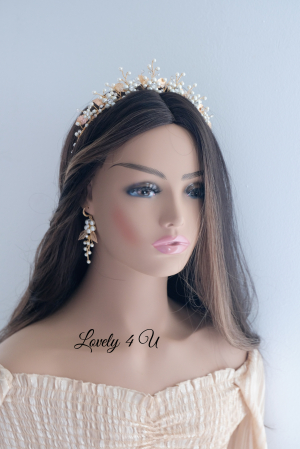 TIARA MIREASA, TIARA AURIE, TIARA CU FRUNZE, TIARA FRUNZE AURII, ACCESORII CU PERLE, ACCESORII MIREASA, CORONITA MIREASA, DIADEMA MIREASA, CORONITA CU FRUNZE AURII, PERLE, TIARA CU FLORI [4]