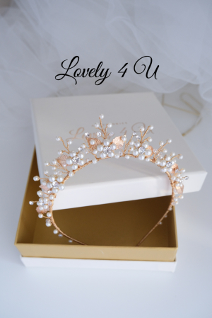 TIARA MIREASA, TIARA AURIE, TIARA CU FRUNZE, TIARA FRUNZE AURII, ACCESORII CU PERLE, ACCESORII MIREASA, CORONITA MIREASA, DIADEMA MIREASA, CORONITA CU FRUNZE AURII, PERLE, TIARA CU FLORI [5]
