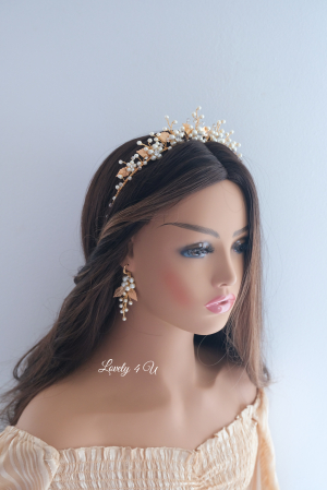 TIARA MIREASA, TIARA AURIE, TIARA CU FRUNZE, TIARA FRUNZE AURII, ACCESORII CU PERLE, ACCESORII MIREASA, CORONITA MIREASA, DIADEMA MIREASA, CORONITA CU FRUNZE AURII, PERLE, TIARA CU FLORI [9]